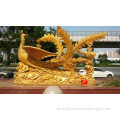 large metal golden phenix sculpture